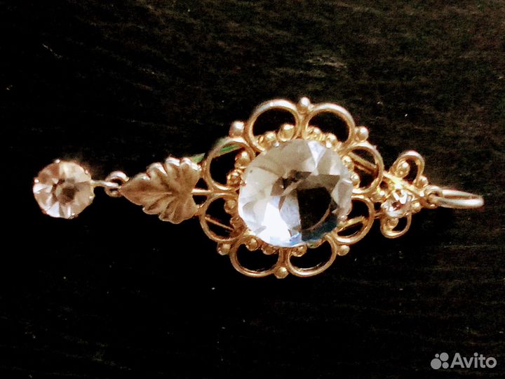 Антикварный серебряный кулон с хрусталем 875 проба