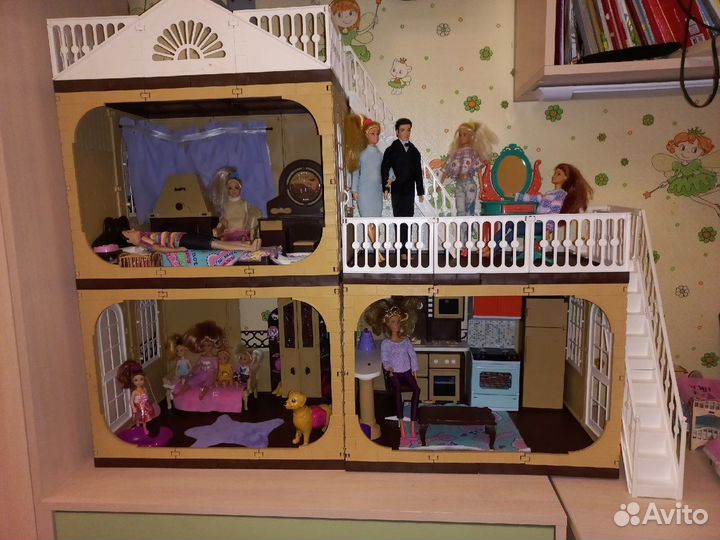 Кукольный домик для барби с мебелью