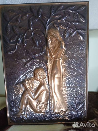 Чеканка.настенное панно картина сувенир Соловушка