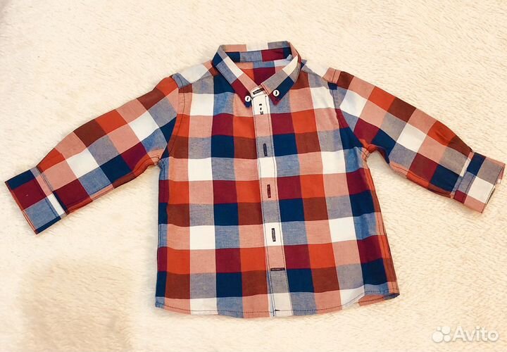 Новогодняя рубашка в клетку 76-80р