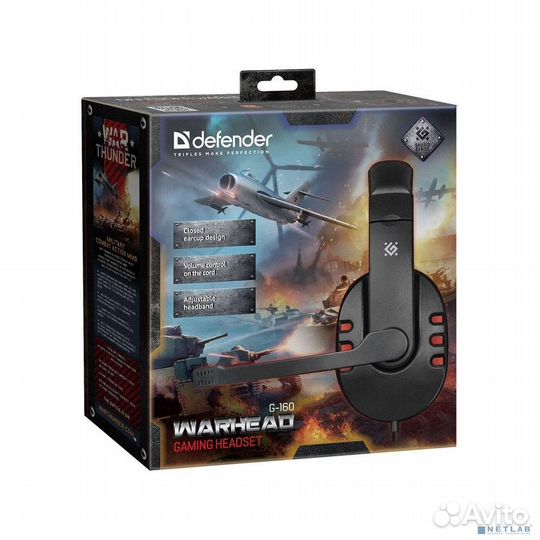 Defender Warhead G-160 черный, кабель 2,5 м 64113