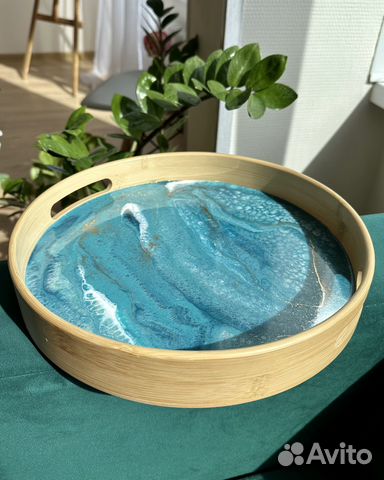 Поднос деревянный круглый