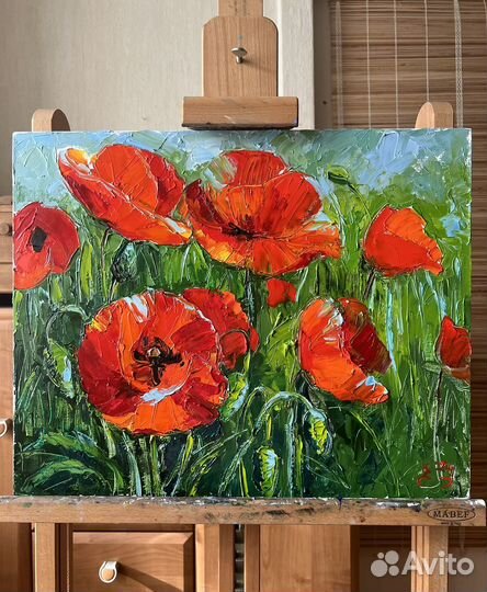 Картина маслом. Маки