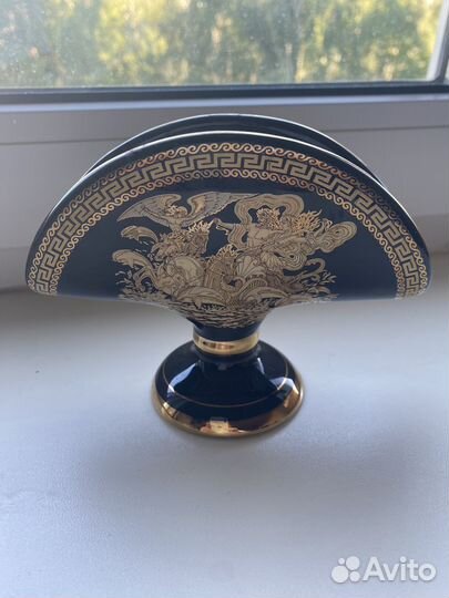 Салфетница керамика в глазури и позолоте из Греции