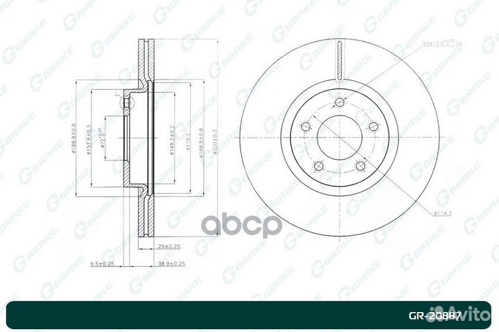 Диск тормозной вентилируемый G-brake GR-20887