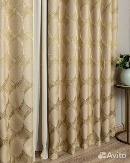 Портьеры жаккард Альба Золотой песок шторы