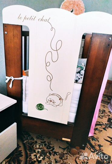 Кроватка с матрасом micuna cat's из бука