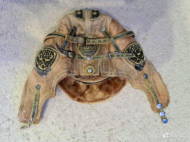 Мужская зимняя шапка ушанка пилот с очками