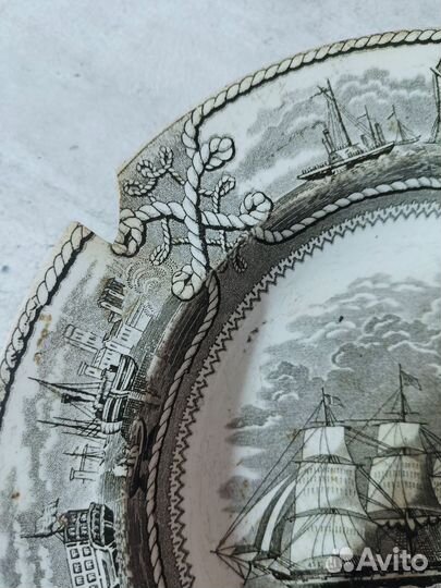 Тарелка фарфор корабль парусник. American Marine