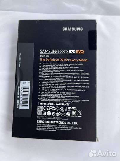 Ssd samsung 870 evo 2tb оригинал