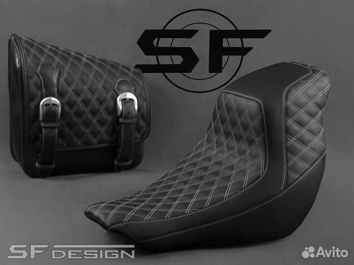 Сиденье Harley-Davidson Black Cells White Edges