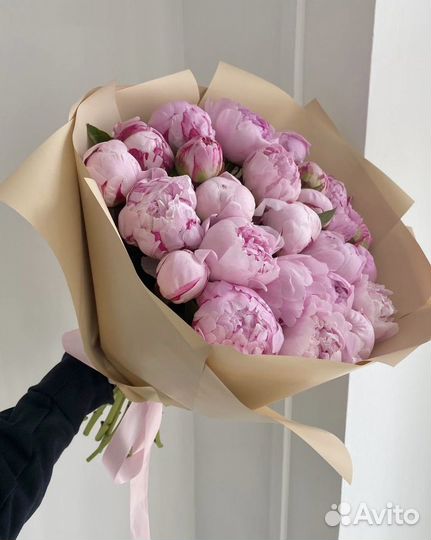 Пионы цветы крупные розовые премиум доставка