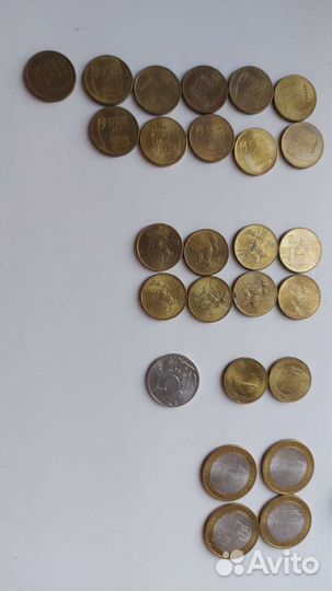 Юбилейные монеты рф, 10руб, биметал, 158шт