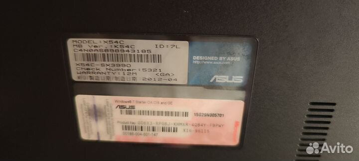Ноутбук asus x54c