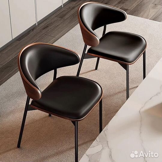 Стул обеденный натуральное дерево, черная эко - ко