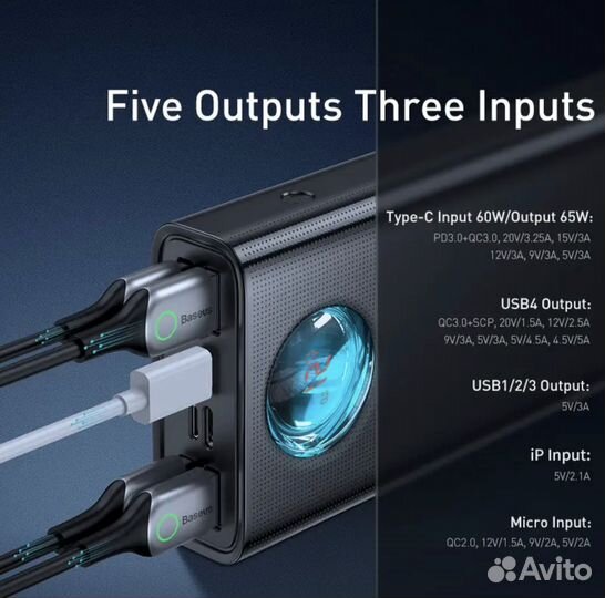 Power bank Baseus павербанк 30000 мАч 65 Вт