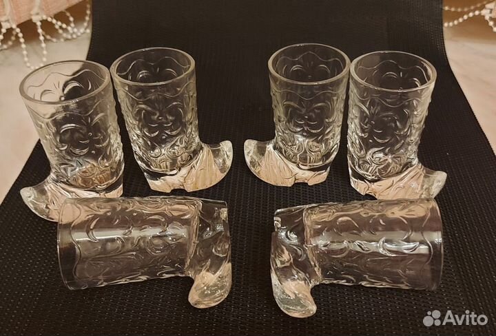 Рюмки сапожки хрустальные 6шт