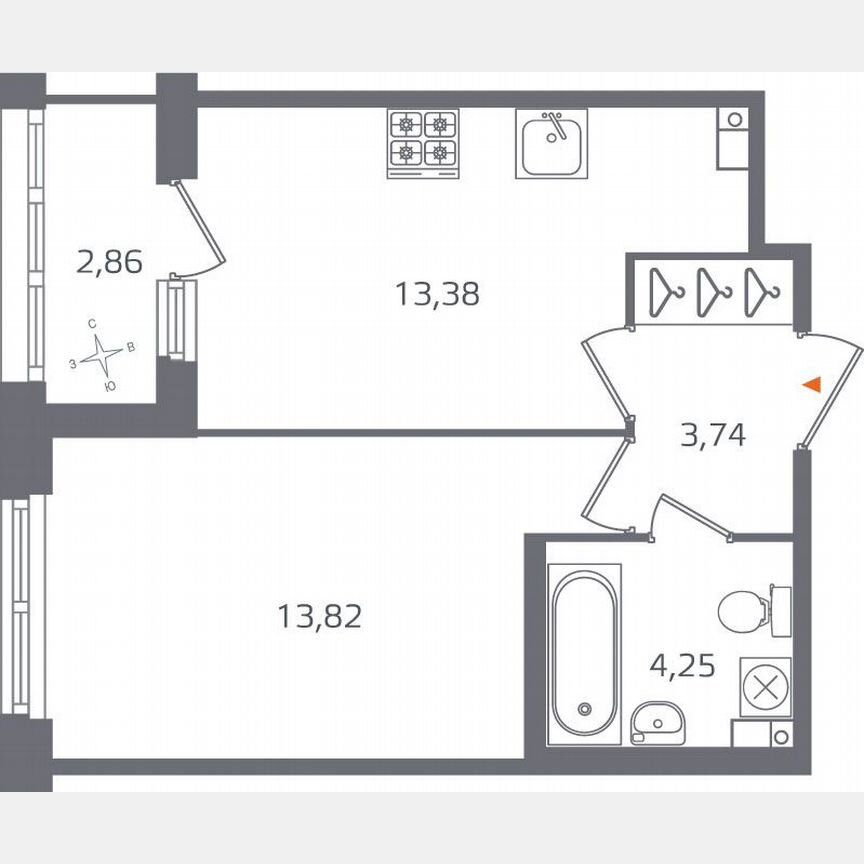 1-к. квартира, 36,6 м², 2/10 эт.