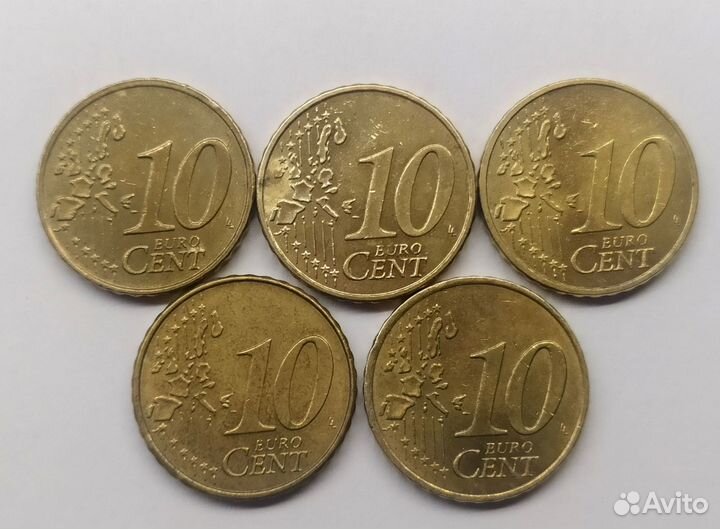 Германия 10 евроцентов 2002 полный набор