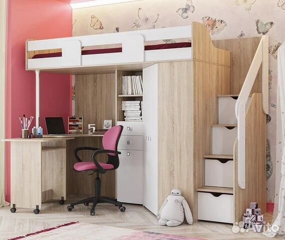 Кровать-чердак Мийа с матрасом