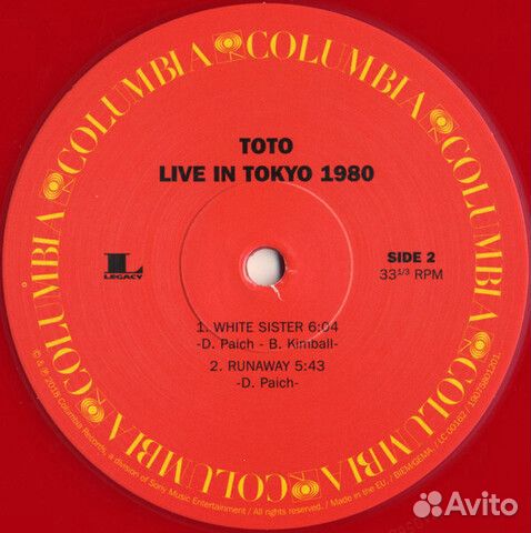 Toto / Live In Tokyo 1980 (Coloured Vinyl)(LP)