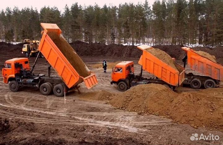 Песок, щебень,отсев,гпс, цемент,чернозём, бетон