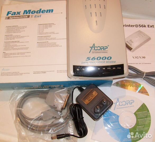 Fax Modem Acorp Sprinter56k Ext + бп 9VAC 0.8A