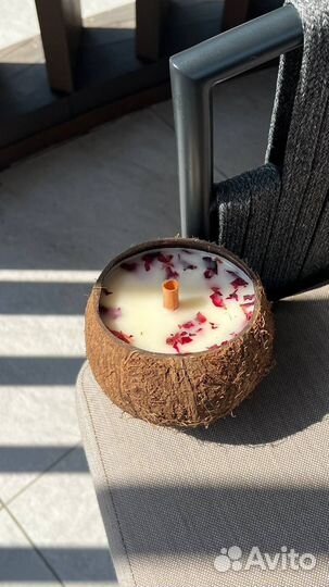 Массажные свечи в кокосе, кокосовое масло, арома