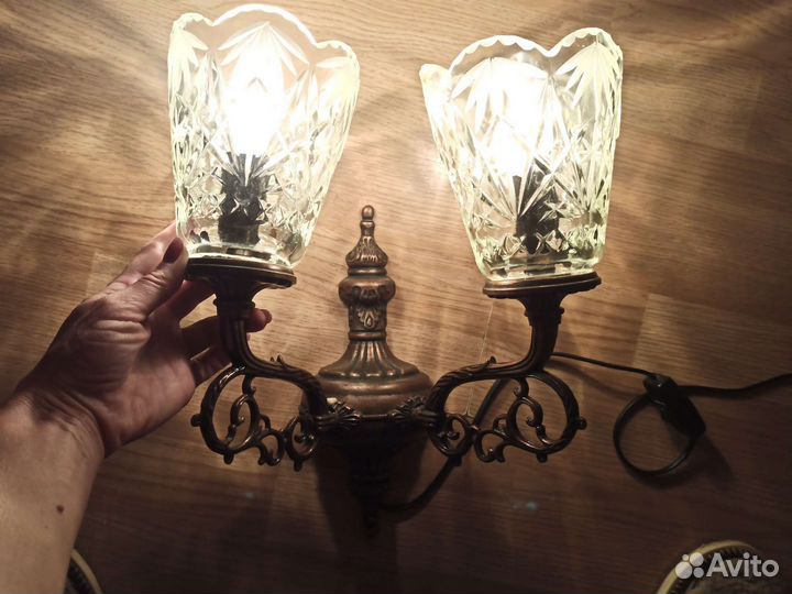 Винтажный светильник СССР бра хрусталь