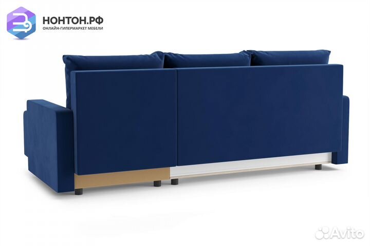 Диван угловой еврокнижка Мидгард темно-синий