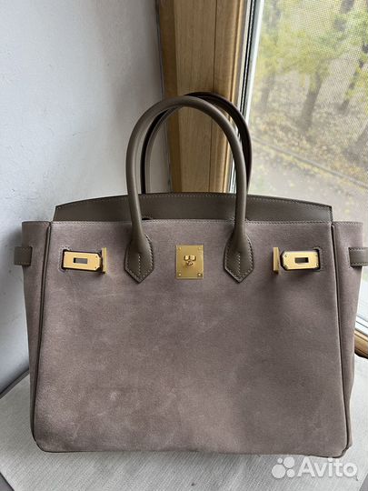 Сумка Hermes Birkin 30 suede/swift gold