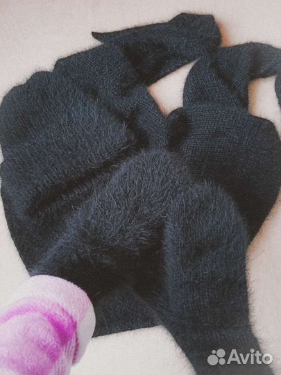 Комплект из пуха норки (шапка,бактус, варежки)