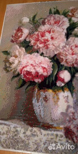 Пионы алмазная мозаика