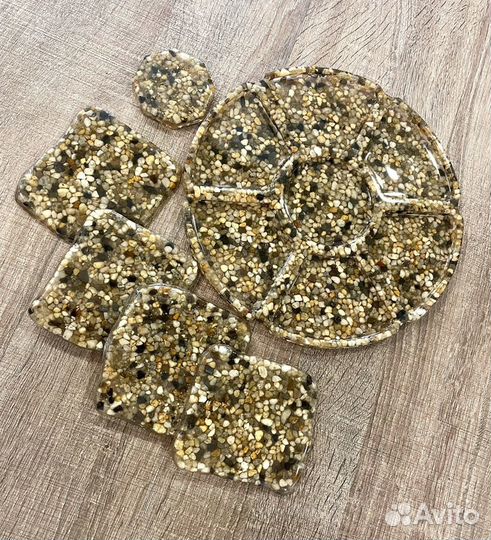 Менажница и подстаканники из эпоксидной смолы