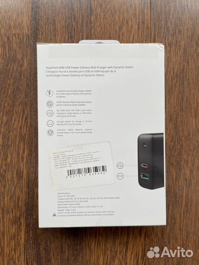 Зарядное устройство aukey 60w USB-C