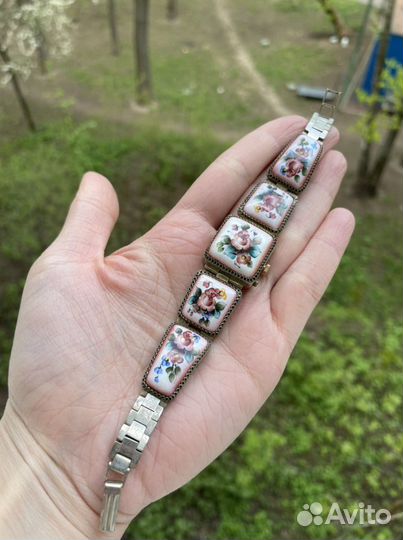 Часы чайка финифть с крышкой