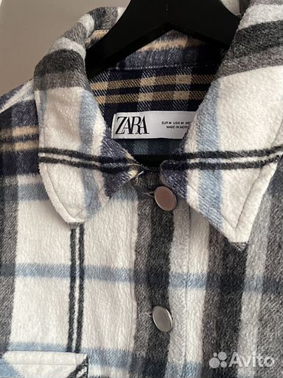 Рубашка в клетку укороченная zara