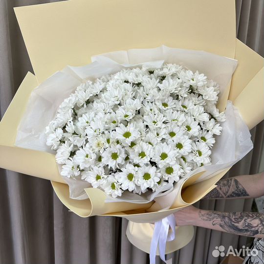 Огромный букет ромашковой хризантемы