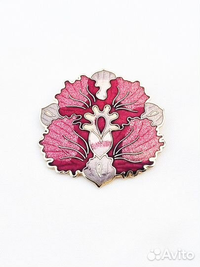 Брошь «Орхидея», клуазоне, Англия