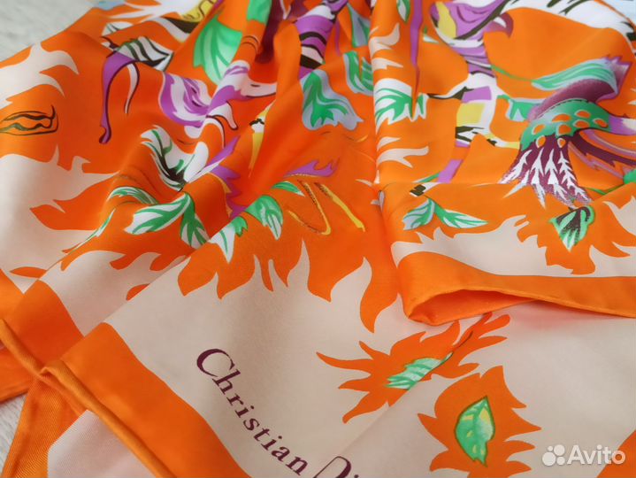 Оранжевый платок Dior ручная подгибка 5цв