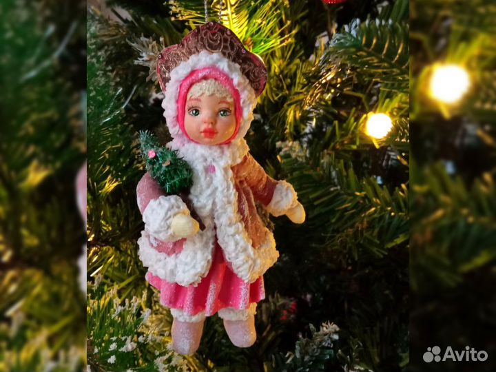 Ватные елочные игрушки. Девочка - снегурочка