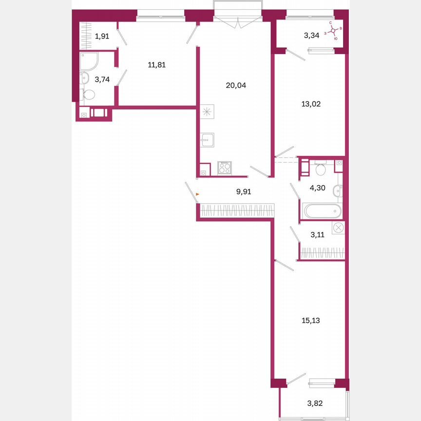 3-к. квартира, 85,8 м², 5/10 эт.