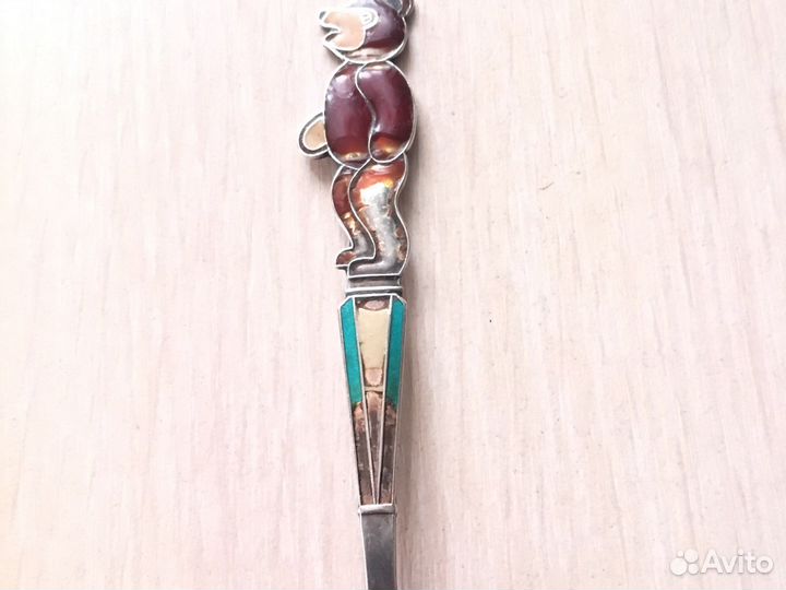 Серебряная ложечка с эмалью из 50х