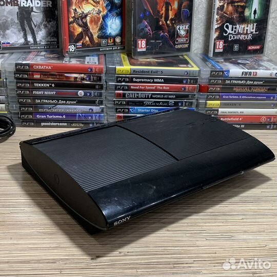 PlayStation 3 Super Slim 500Gb + 55Игр + 2Геймпада