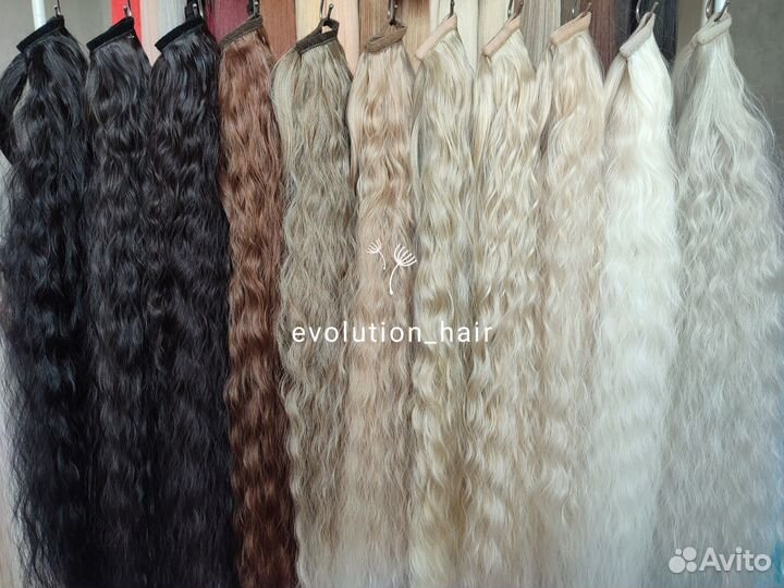 Накладной шиньон хвост термоволокно волна