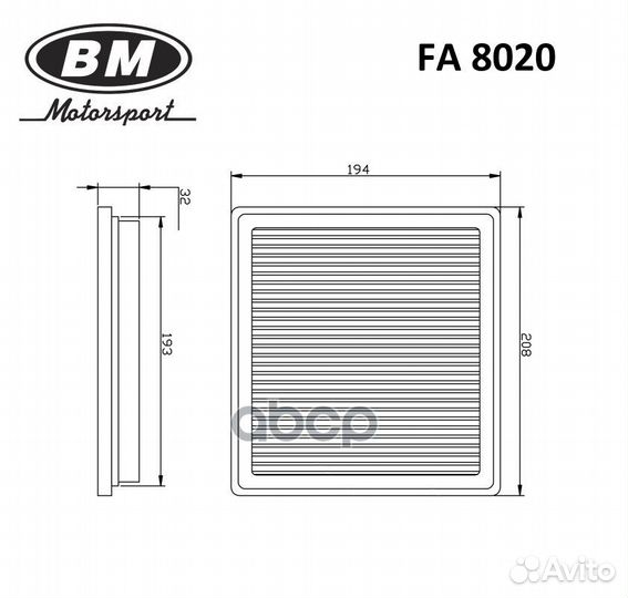 Фильтр воздушный FA8020 BM-Motorsport