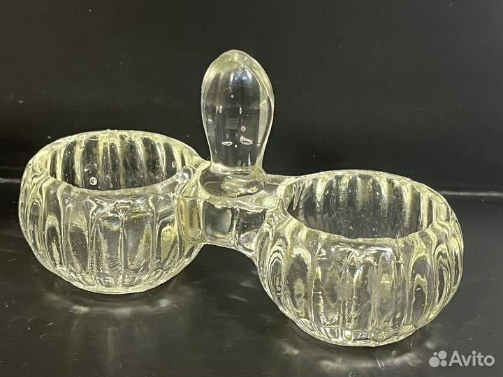 Солонки двойные старинные, стекло