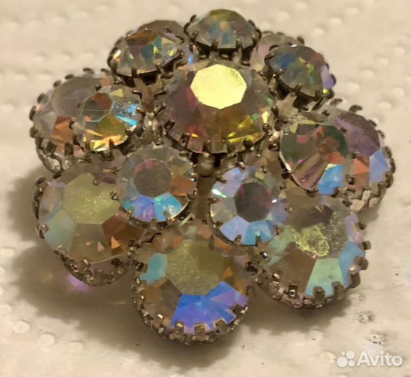 Броши Аврора Бореалис винтаж Чехословакия Леденец