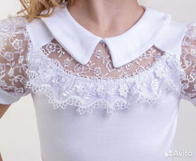 Блузка белая для девочек 134-140