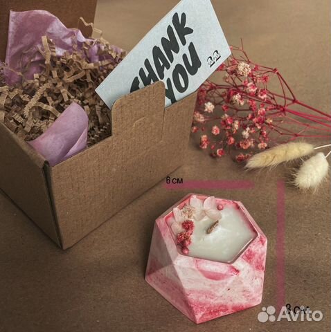 Соевая свеча в гипсе ручной работы